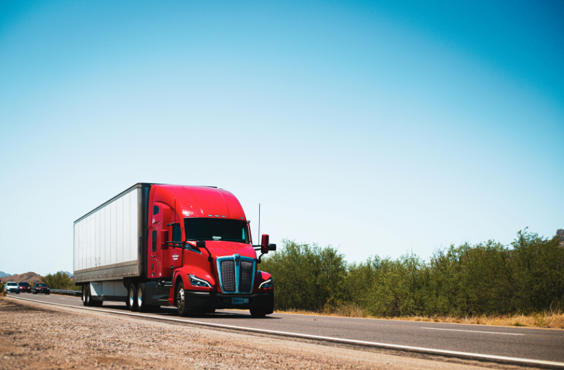 freight truck driving on the motorway